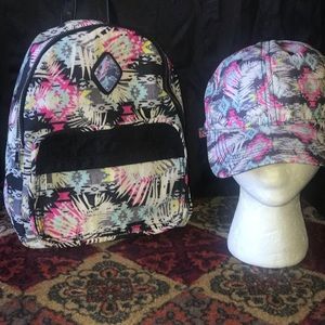 Abstract Print Hat and Backpack Set